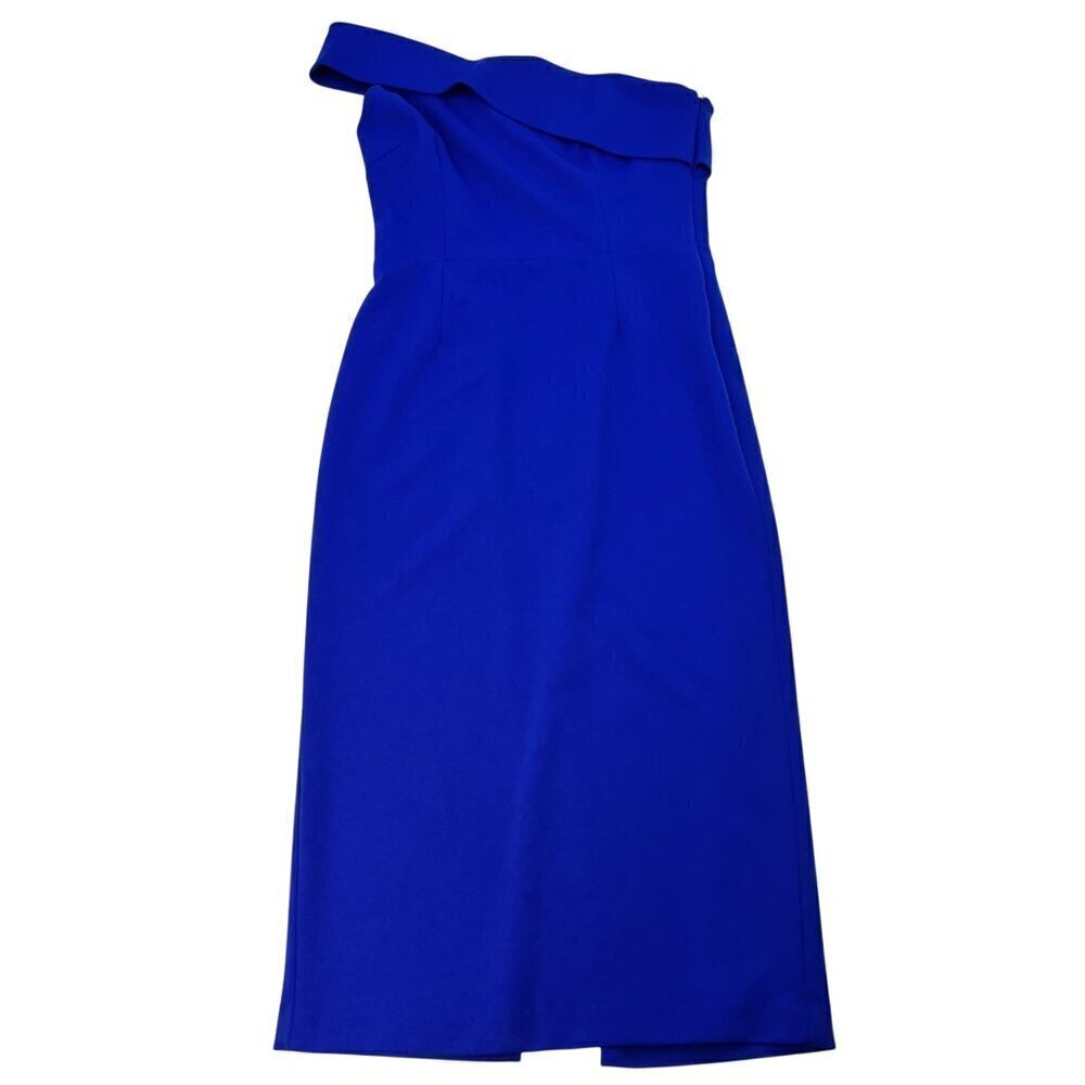 Katie May One Shoulder Sheath Midi Dress Cobalt Size Large Cut Out Back Slit